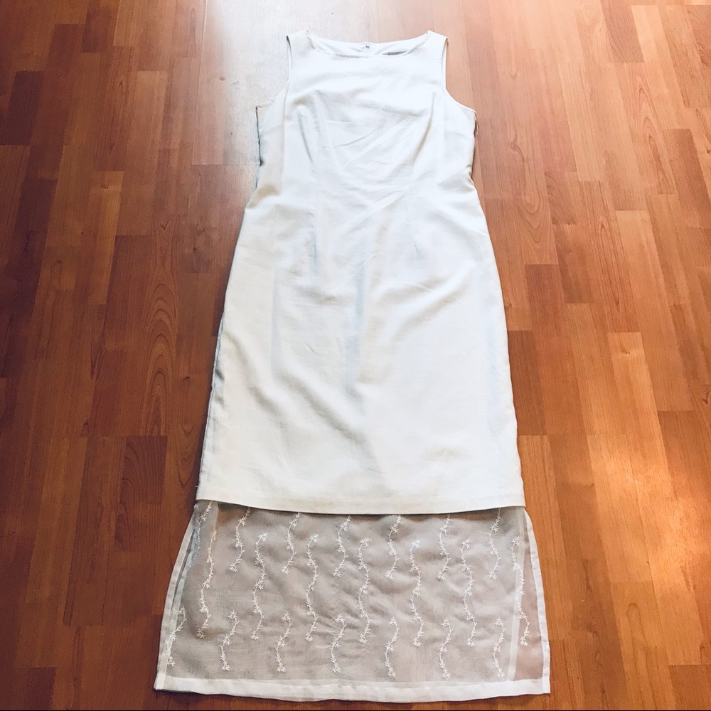 LORI M COLLECTION | Elegant White Linen Maxi Dress Size 12 - Picture 2 of 16